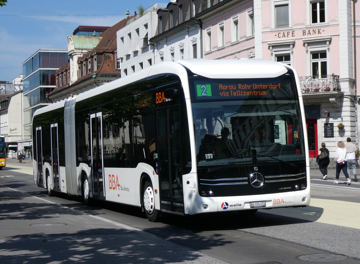 (263'393) - BBA Aarau - Nr. 174/AG 374'174 - eMercedes am 6. Juni 2024 beim Bahnhof Aarau