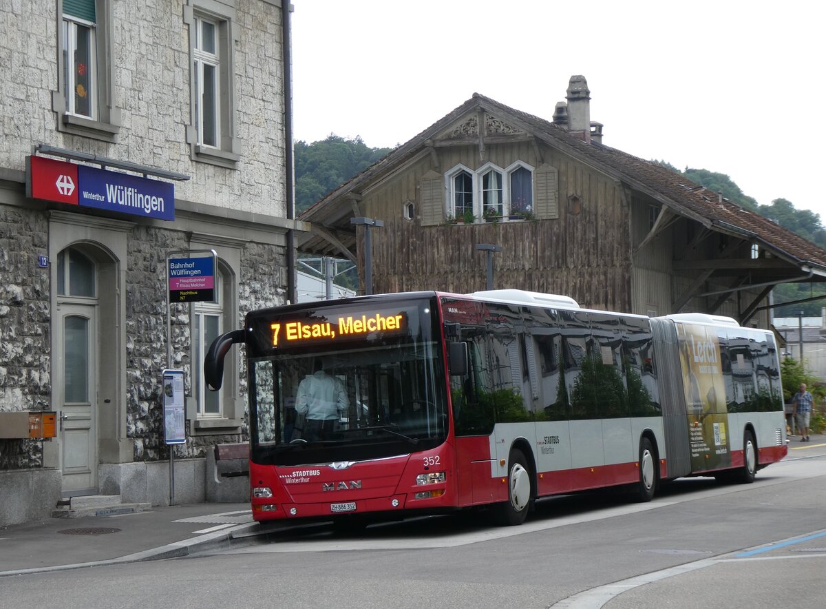 (264'822) - SW Winterthur - Nr. 352/ZH 886'352 - MAN am 17. Juli 2024 beim Bahnhof Winterthur Wlflingen