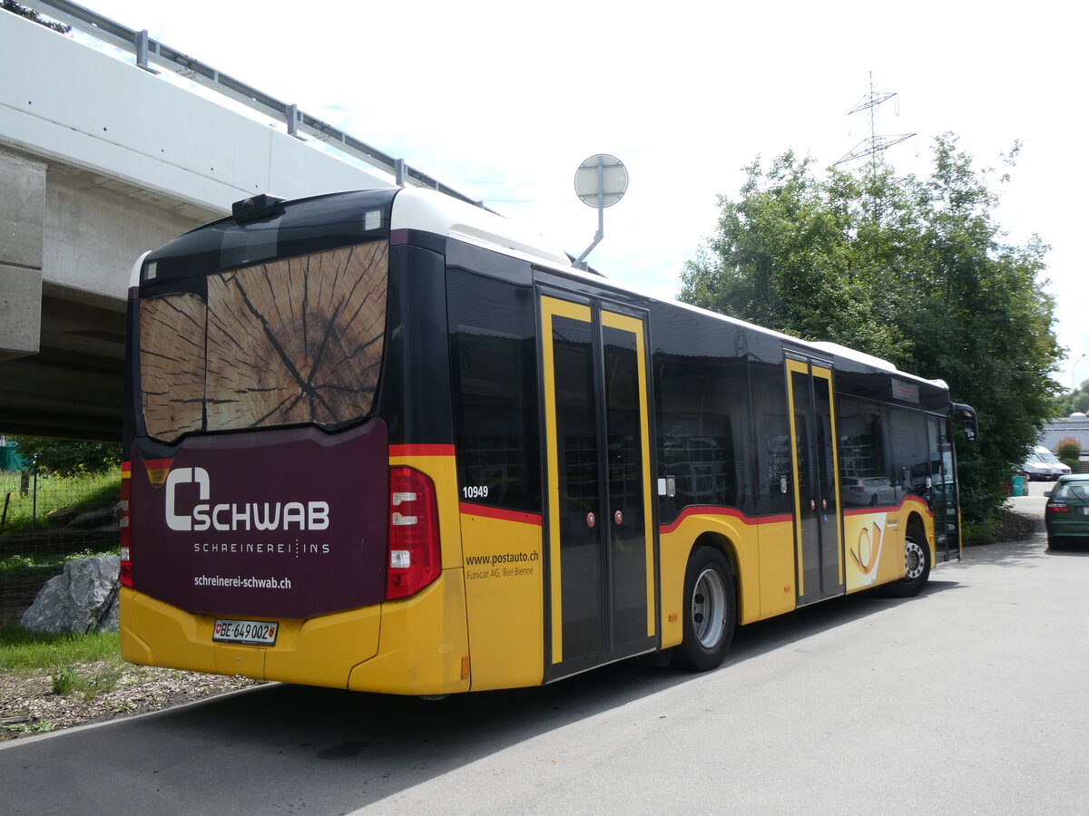 (264'920) - Funi-Car, Biel - Nr. EP12/BE 649'002/PID 10'949 - Mercedes (ex Eurobus, Bern Nr. 12) am 21. Juli 2024 in Kerzers, Interbus