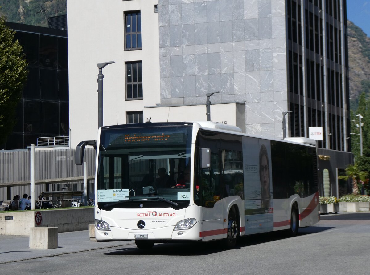 (265'216) - ARAG Ruswil - Nr. 46/LU 15'032 - Mercedes am 28. Juli 2024 beim Bahnhof Visp