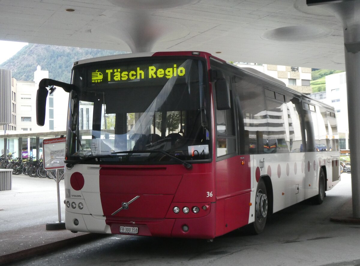 (265'349) - TPF Fribourg - Nr. 36/FR 300'358 - Volvo am 3. August 2024 beim Bahnhof Visp