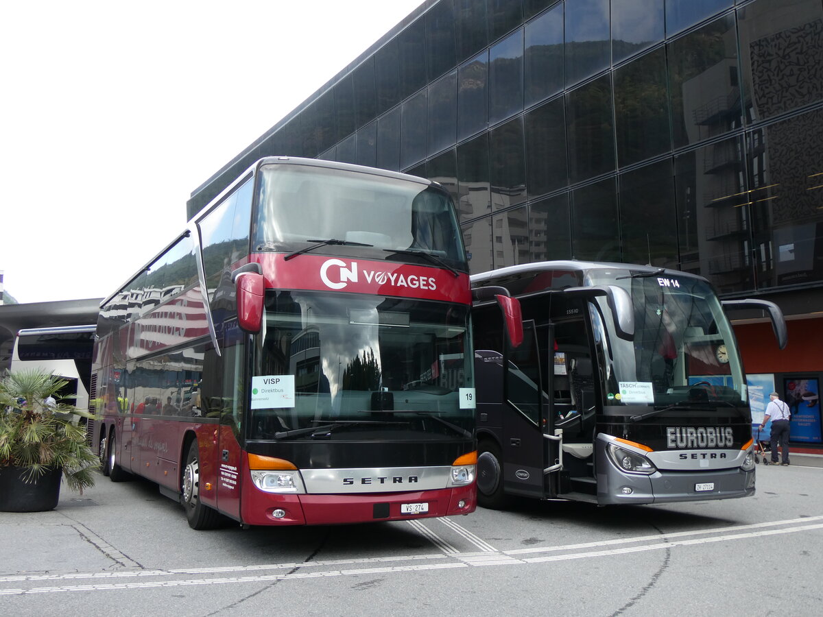 (265'376) - CN Voyages, Conthey - VS 274 - Setra am 3. August 2024 beim Bahnhof Visp