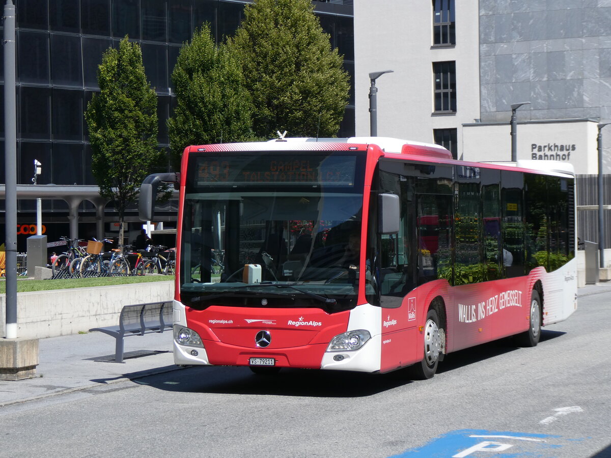 (265'494) - Steiner, Niedergesteln - Nr. 301/VS 79'211 - Mercedes (ex Vorfhrfahrzeug EvoBus) am 8. August 2024 beim Bahnhof Visp