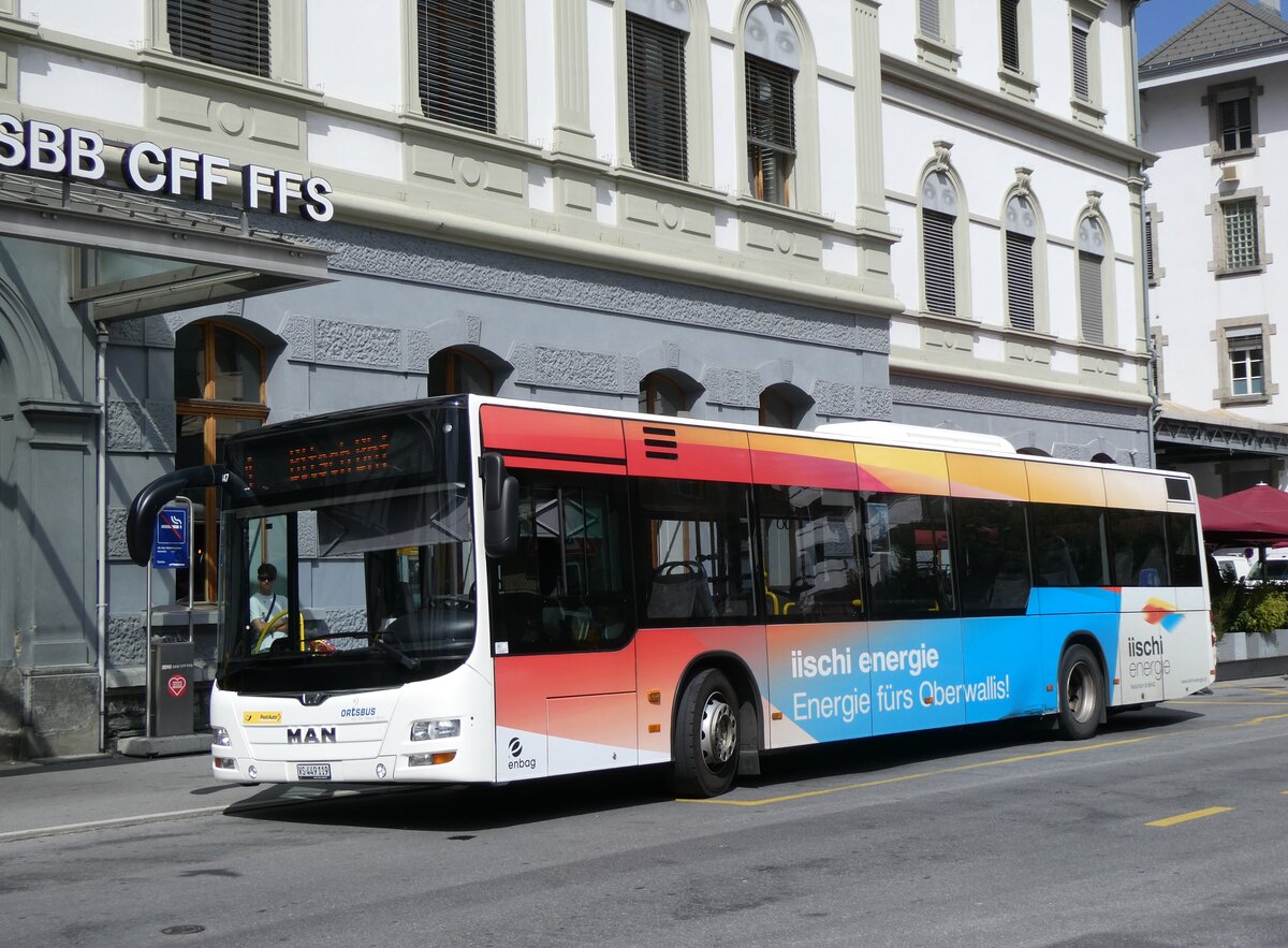 (265'749) - PostAuto Wallis - VS 449'119/PID 10'447 - MAN am 16. August 2024 beim Bahnhof Brig