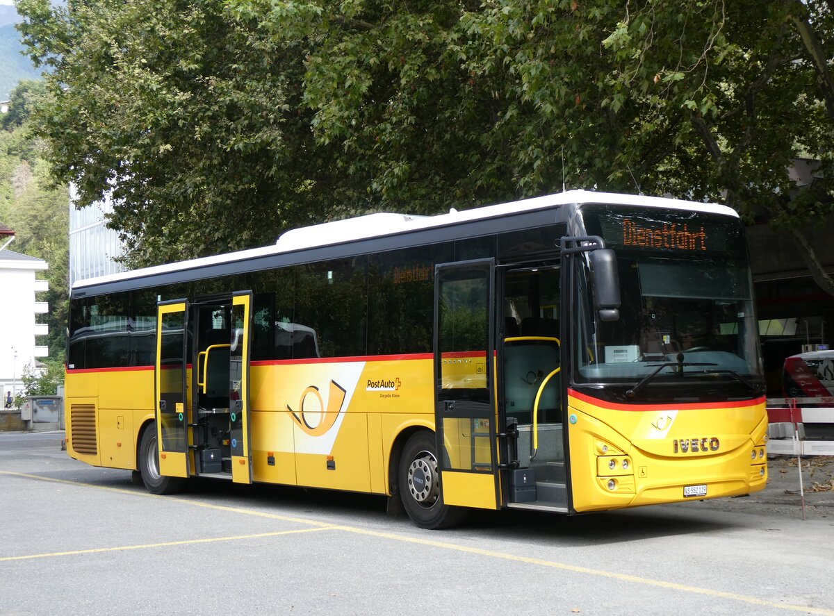 (265'756) - PostAuto Wallis - VS 552'119/PID 11'908 - Iveco am 16. August 2024 in Brig, Garage