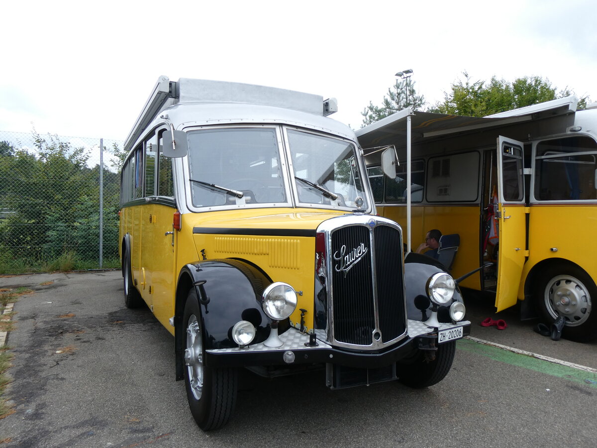 (265'836) - Langenegger A., Wdenswil - ZH 20'206 - Saurer/Krapf (ex Tscharner, Thusis) am 17. August 2024 in Neuhausen, Langriet