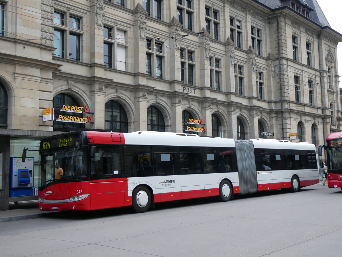 (265'892) - SW Winterthur - Nr. 342/ZH 745'342 - Solaris am 17. August 2024 beim Hauptbahnhof Winterthur