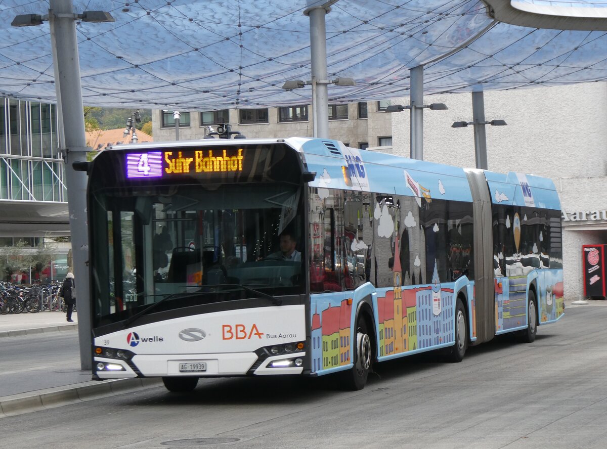 (267'670) - BBA Aarau - Nr. 39/AG 19'939 - Solaris am 3. Oktober 2024 beim Bahnhof Aarau