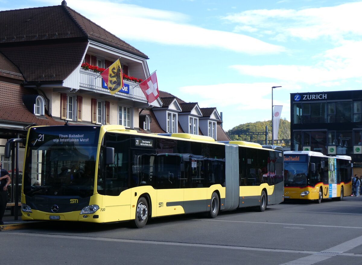 (267'800) - STI Thun - Nr. 720/BE 904'720 - Mercedes am 7. Oktober 2024 beim Bahnhof Interlaken Ost