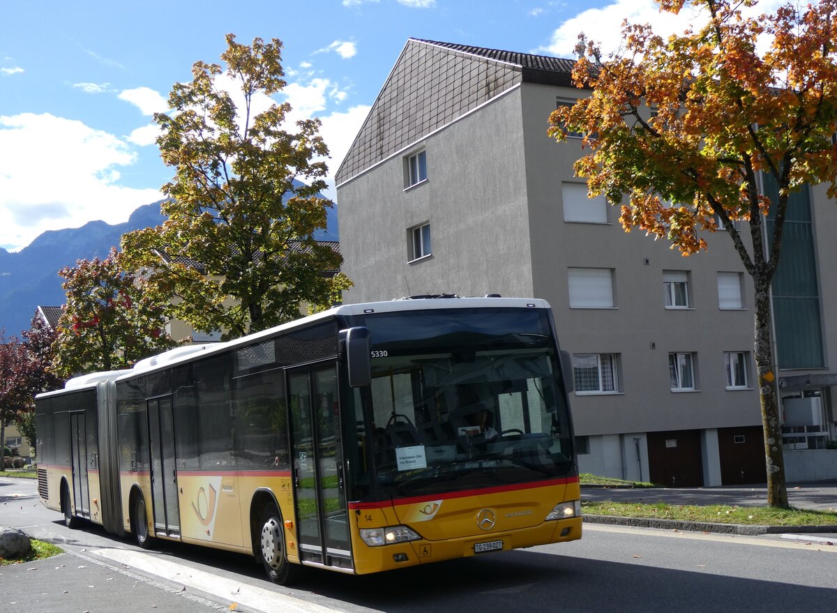 (267'811) - Eurobus, Arbon - Nr. 14/TG 239'027/PID 5330 - Mercedes am 7. Oktober 2024 beim Bahnhof Interlaken Ost