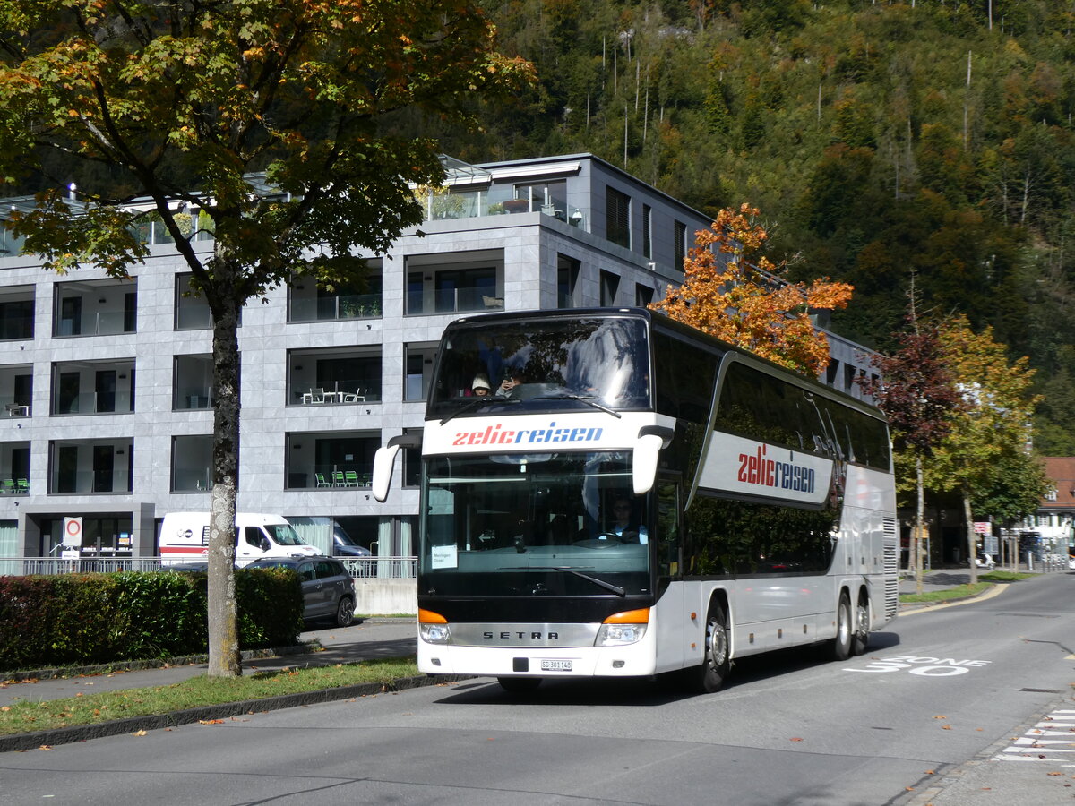 (267'813) - Zelic, Schmerikon - SG 301'148 - Setra am 7. Oktober 2024 beim Bahnhof Interlaken Ost