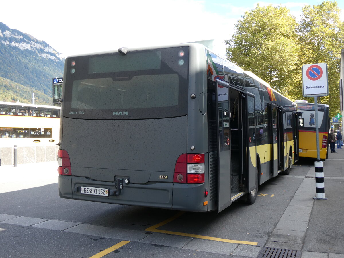 (267'821) - STI Thun - Nr. 152/BE 801'152 - MAN am 7. Oktober 2024 beim Bahnhof Interlaken Ost