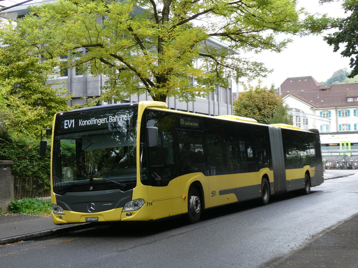 (267'939) - STI Thun - Nr. 714/BE 427'714 - Mercedes am 11. Oktober 2024 beim Bahnhof Thun (Kante X)