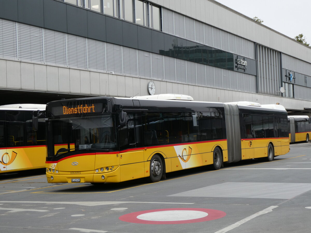 (268'263) - Steiner, Ortschwaben - Nr. 15/BE 438'425/PID 10'311 - Solaris (ex PostAuto Bern Nr. 684) am 19. Oktober 2024 in Bern, Postautostation