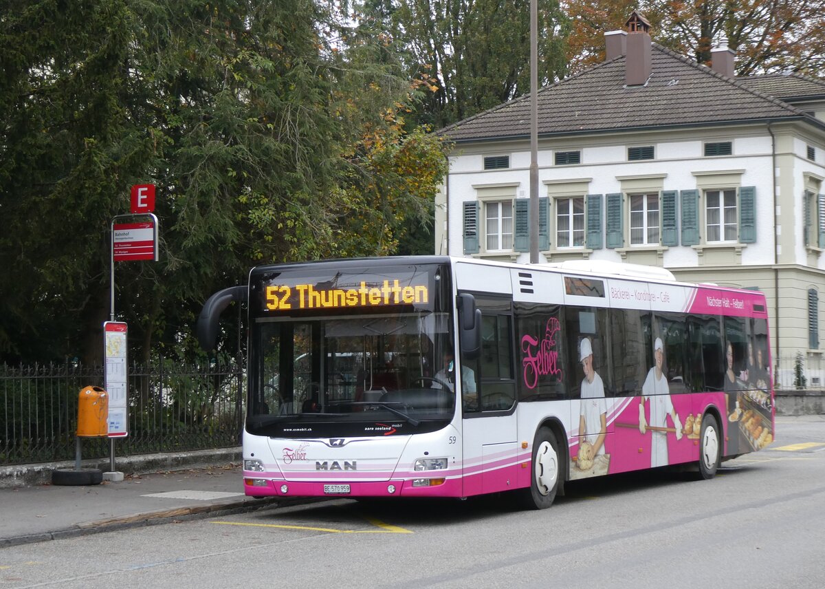 (268'853) - ASm Langenthal - Nr. 59/BE 570'959 - MAN am 31. Oktober 2024 beim Bahnhof Herzogenbuchsee