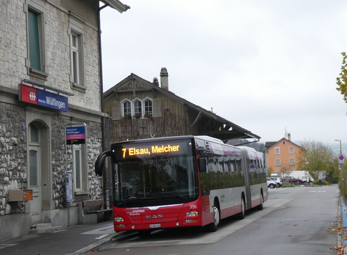 (268'920) - SW Winterthur - Nr. 356/ZH 886'356 - MAN am 2. November 2024 beim Bahnhof Winterthur, Wlflingen