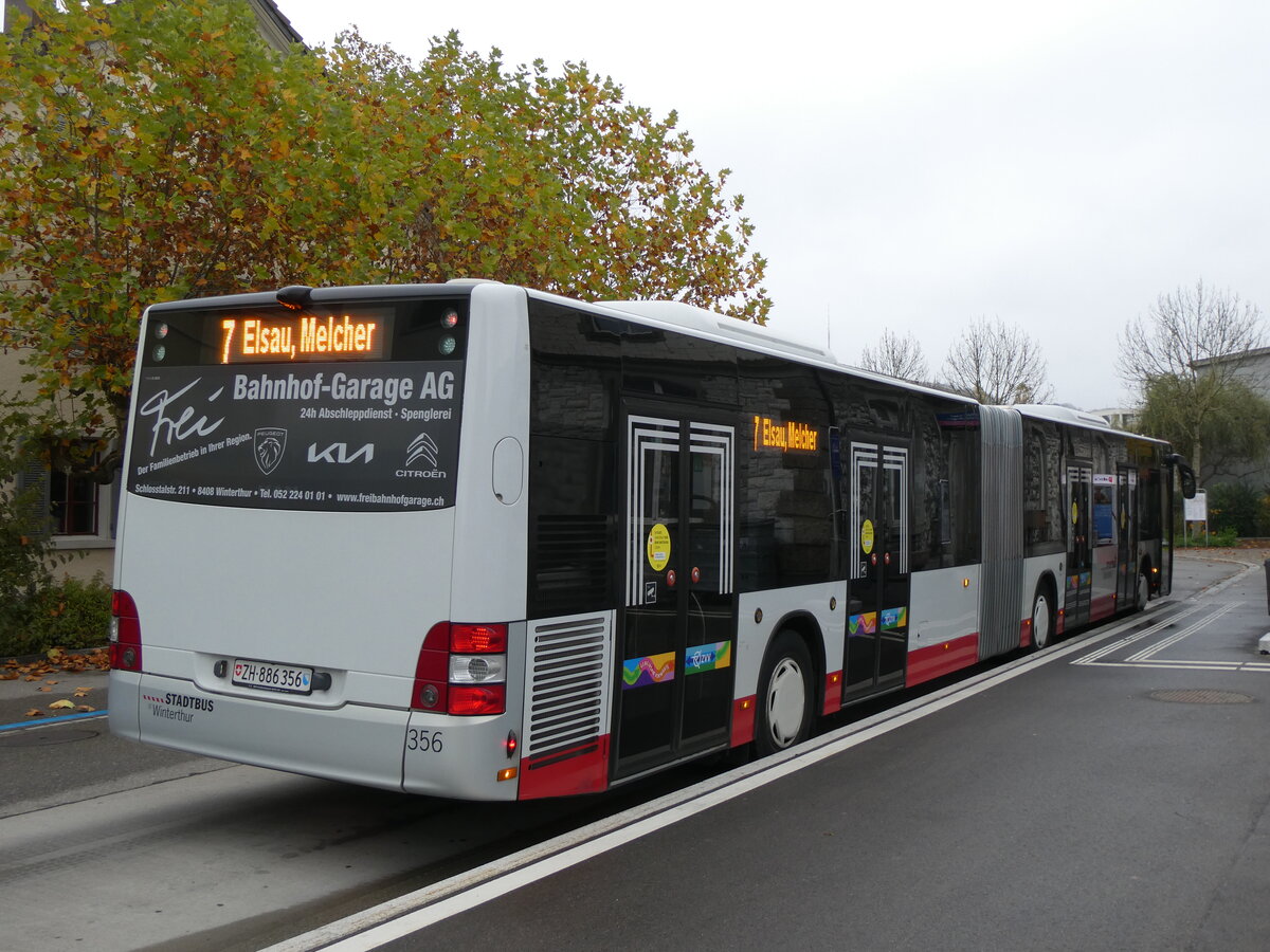 (268'921) - SW Winterthur - Nr. 356/ZH 886'356 - MAN am 2. November 2024 beim Bahnhof Winterthur Wlflingen