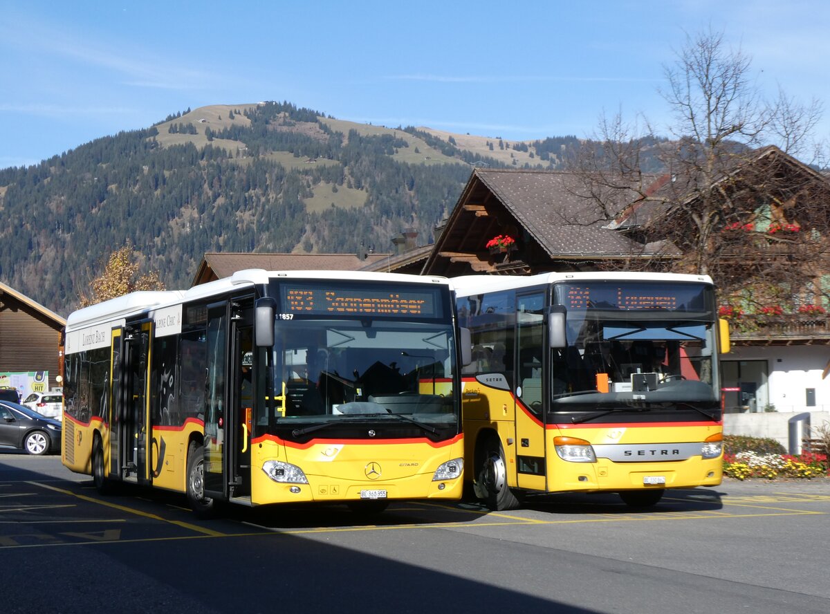 (268'972) - Kbli, Gstaad - BE 360'355/PID 11'857 - Mercedes (ex PostAuto Bern BE 538'988; ex PostAuto Bern BE 653'386) am 7. November 2024 beim Bahnhof Gstaad