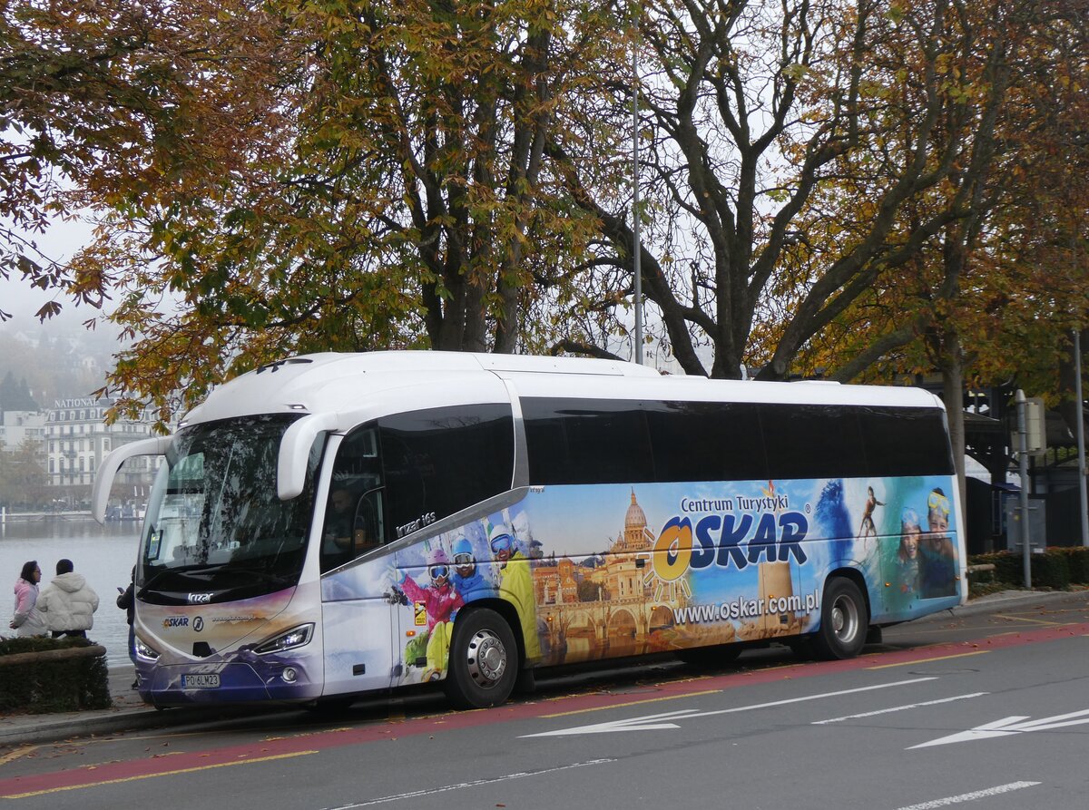 (269'043) - Aus Polen: Oskar, Suchy Las - PO 6LM23 - Irizar am 9. November 2024 beim Bahnhof Luzern