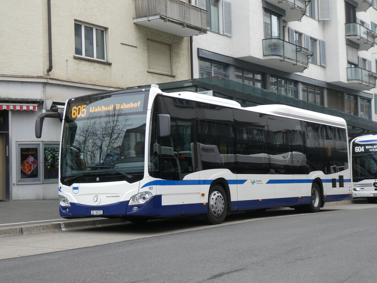 (269'054) - ZVB Zug - Nr. 151/ZG 88'151 - Mercedes am 9. November 2024 beim Bahnhof Zug