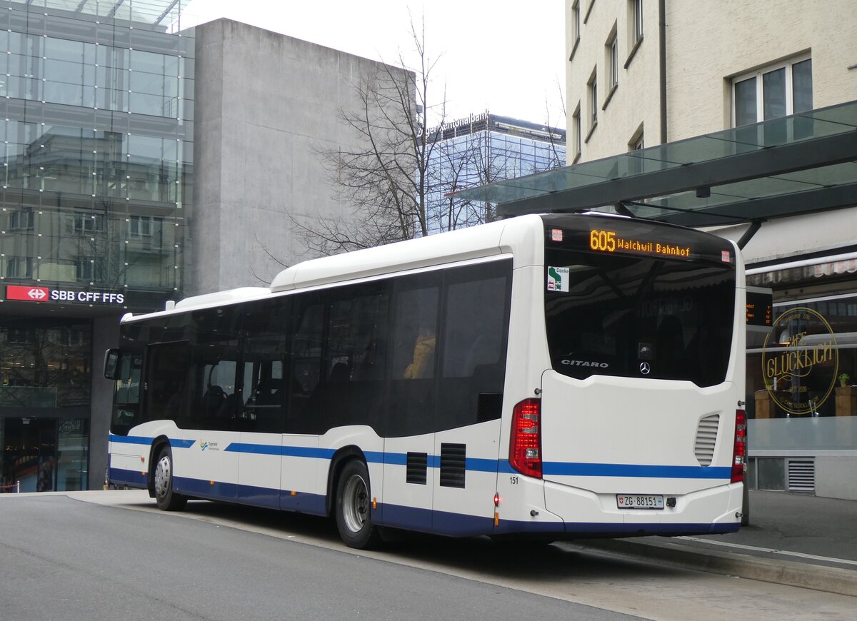 (269'059) - ZVB Zug - Nr. 151/ZG 88'151 - Mercedes am 9. November 2024 beim Bahnhof Zug