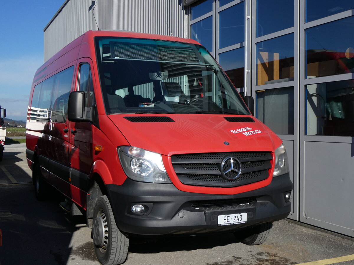 (269'230) - Elsigenalp Bahnen, Achseten - BE 243 - Mercedes (ex AFA Adelboden Nr. 53) am 17. November 2024 in Uetendorf, Allmend