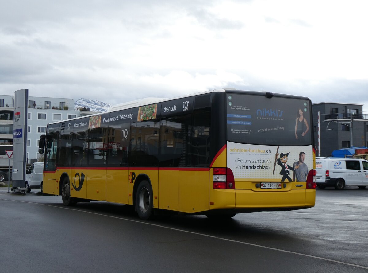 (269'269) - PostAuto Ostschweiz - SZ 110'235/PID 10'023 - MAN (ex Lienert&Ehrler, Einsiedeln; ex Schuler, Feusisberg) am 19. November 2024 in Schmerikon, Thomann