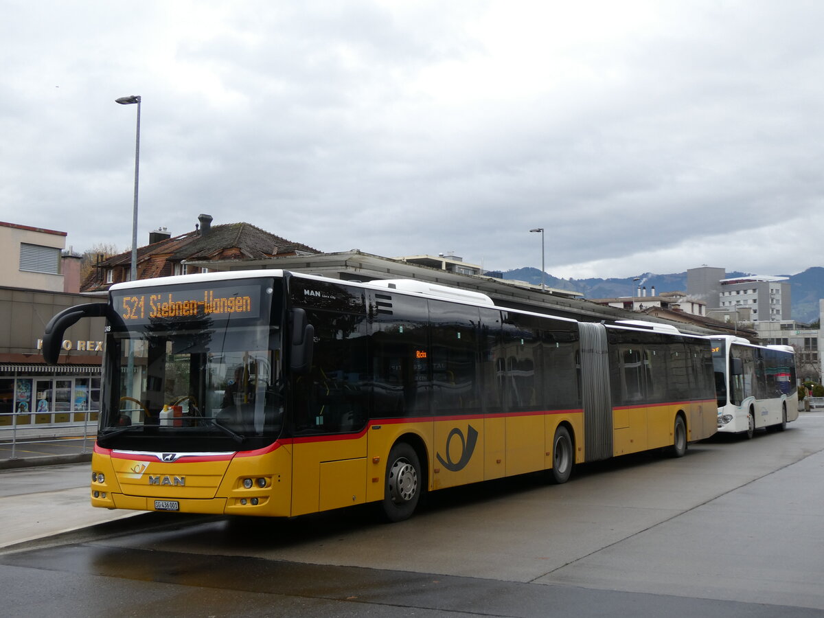 (269'278) - PostAuto Ostschweiz - SG 436'001/PID 11'248 - MAN (ex SZ 61'601) am 19. November 2024 beim Bahnhof Uznach