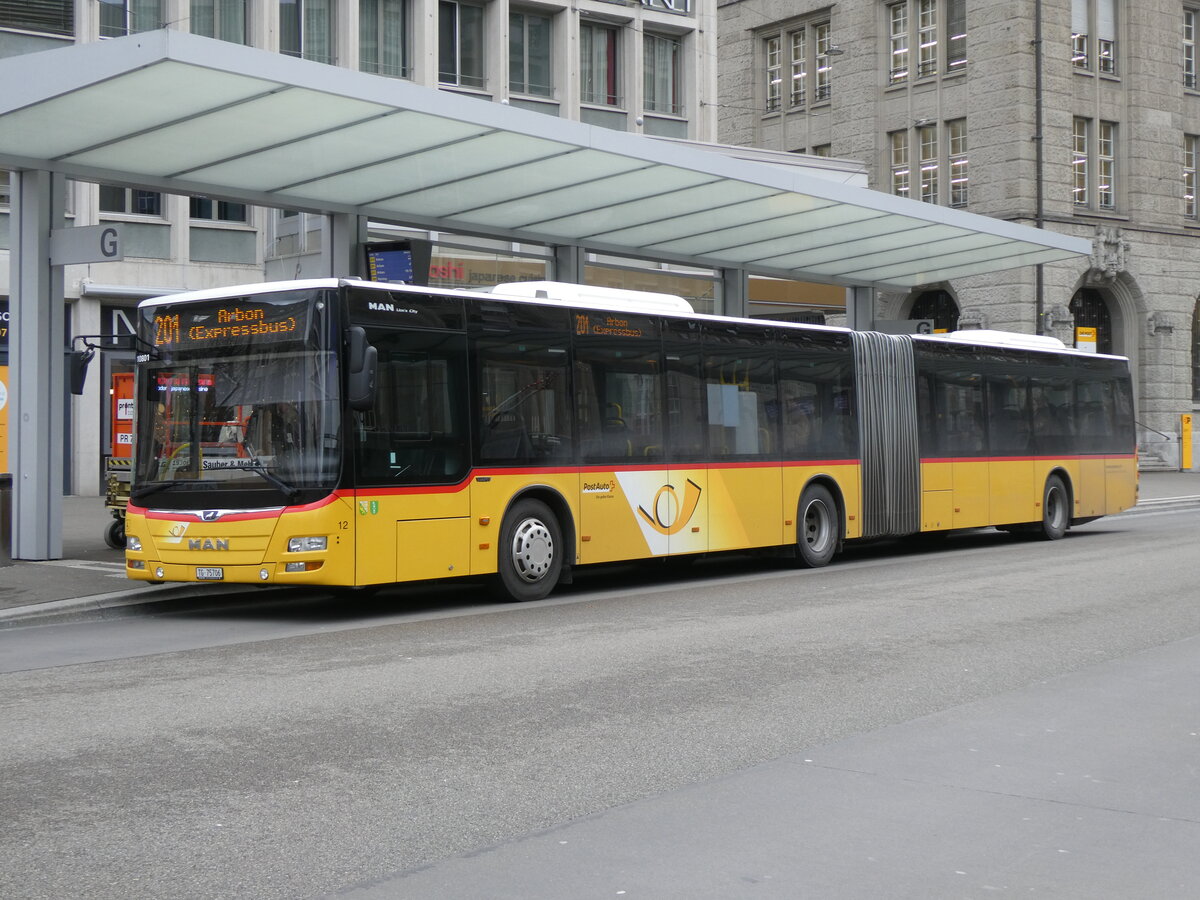 (269'289) - Eurobus, Arbon - Nr. 12/TG 75'706/PID 10'801 - MAN am 19. November 2024 beim Bahnhof St. Gallen