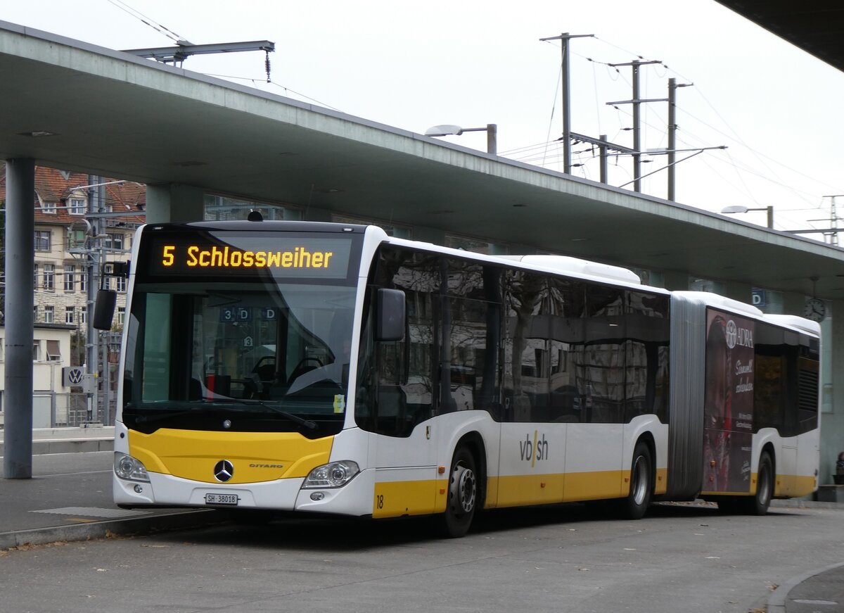 (269'300) - VBSH Schaffhausen - Nr. 18/SH 38'018 - Mercedes am 21. November 2024 beim Bahnhof Schaffhausen