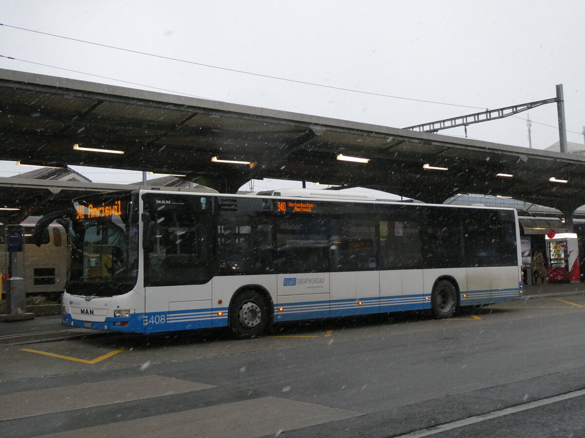 (269'329) - BOTG Amriswil - Nr. 408/TG 121'300 - MAN (ex Nr. 12) am 21. November 2024 beim Bahnhof Romanshorn