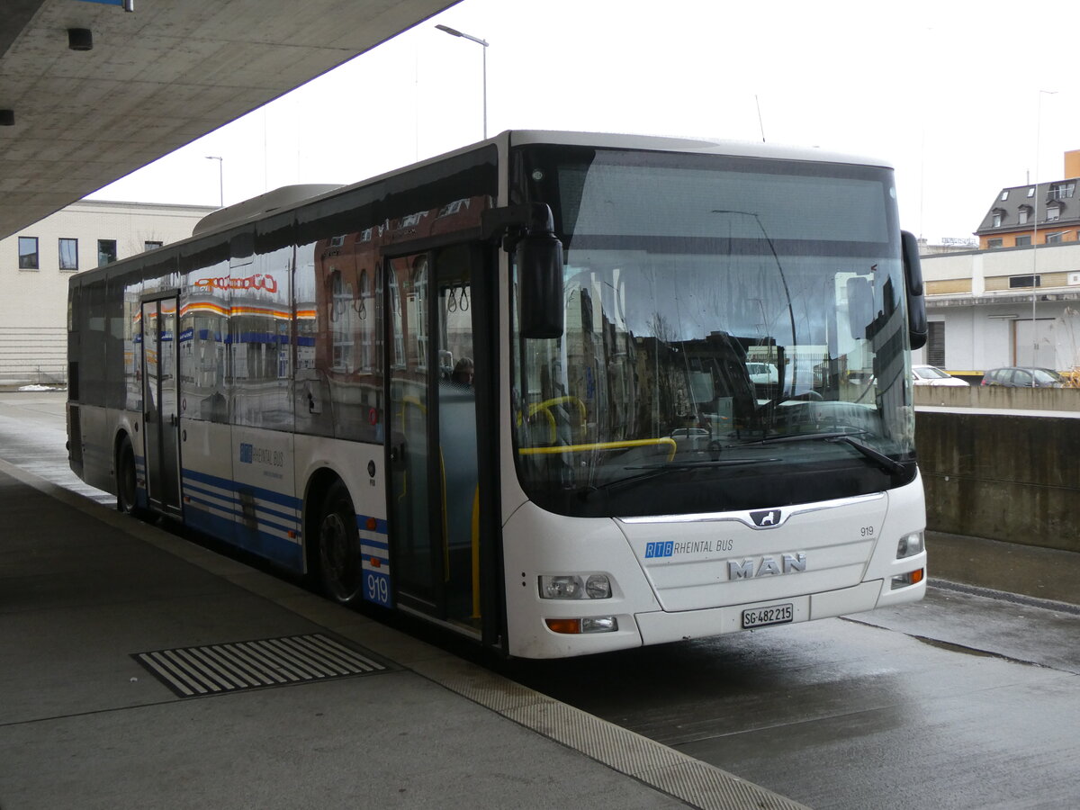 (269'418) - RTB Altsttten - Nr. 919/SG 482'215 - MAN (ex StadtBUS, Frauenfeld Nr. 919; ex RTB Altsttten Nr. 919; ex PostBus/A BD 15'352) am 28. November 2024 in Arbon, Bushof