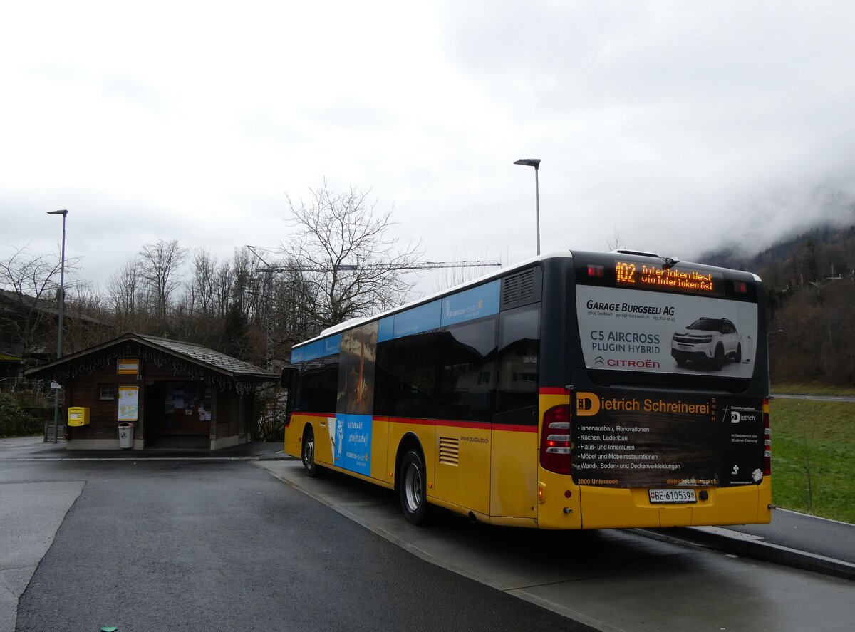 (269'698) - PostAuto Bern - BE 610'539/PID 5270 - Mercedes (ex BE 700'281; ex Schmocker, Stechelberg Nr. 2) am 9. Dezember 2024 in Ringgenberg, Sge