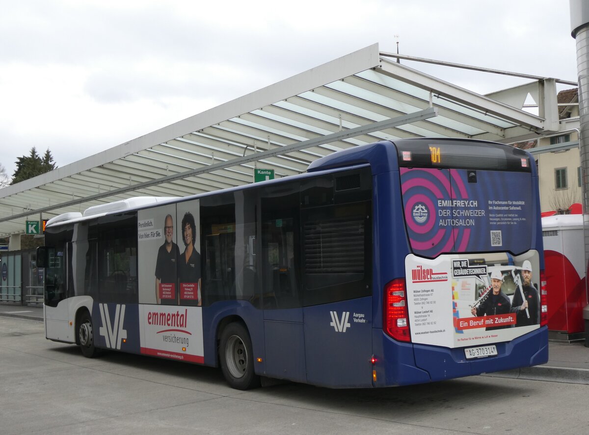 (269'741) - Limmat Bus, Dietikon - AG 370'314 - Mercedes am 10. Dezember 2024 beim Bahnhof Zofingen