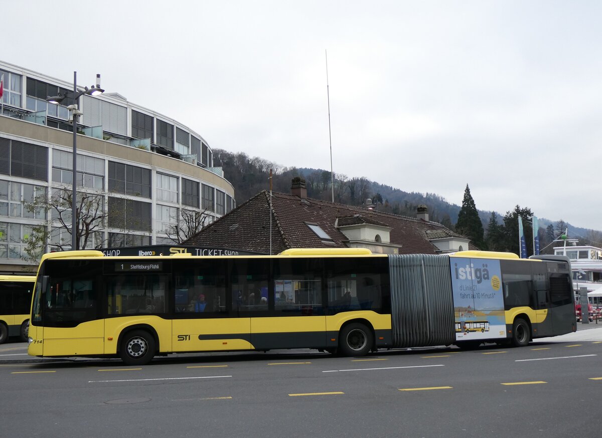 (269'808) - STI Thun - Nr. 714/BE 427'714 - Mercedes am 11. Dezember 2024 beim Bahnhof Thun