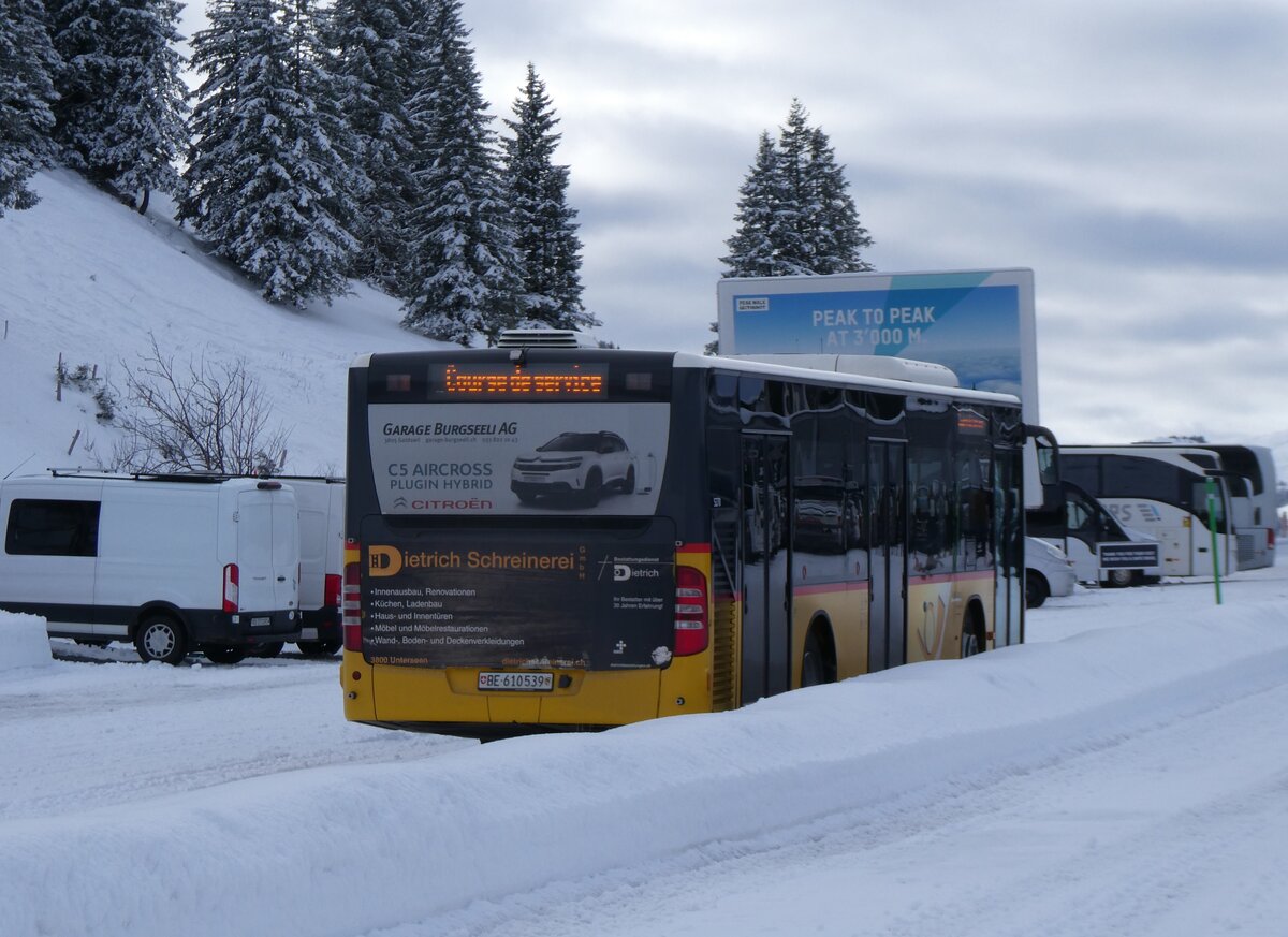 (270'072) - PostAuto Bern - BE 610'539/PID 5270 - Mercedes (ex BE 700'281; ex Schmocker, Stechelberg Nr. 2) am 21. Dezember 2024 in Col du Pillon, Glacier 3000