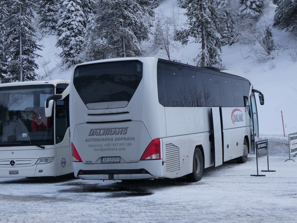 (270'079) - Aus der Slowakei: DALITRANS, Vel'k Bierovce - AA-192KY - Neoplan am 21. Dezember 2024 in Col du Pillon, Glacier 3000