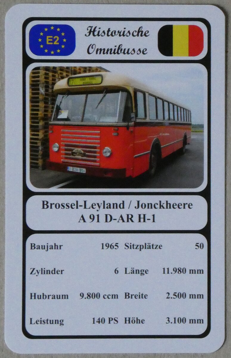 (270'124) - Quartett-Spielkarte mit Brossel-Leyland / Jonckheere A 91 D-AR H-1 von 1965 am 22. Dezember 2024 in Thun