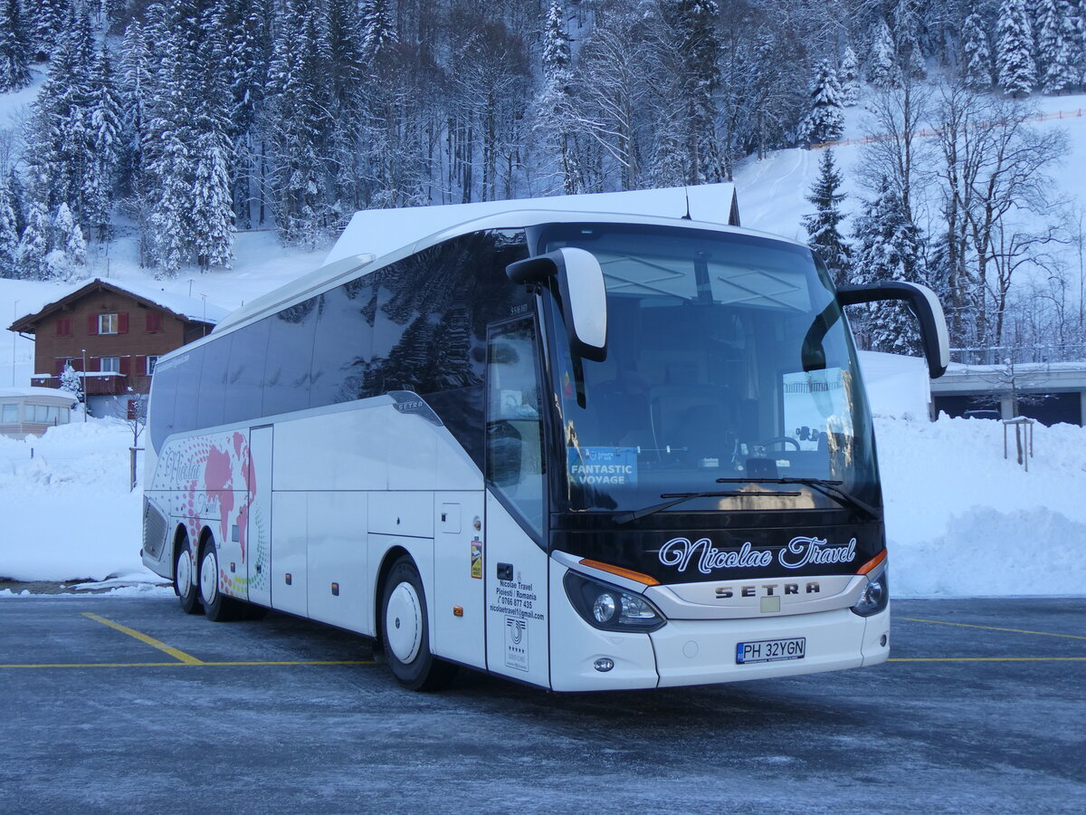 (270'191) - Aus Rumnien: Nicolae Travel, Ploiesti - PH 32 YGN - Setra am 25. Dezember 2024 in Engelberg, Talstation Titlis