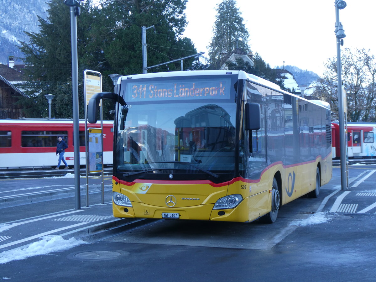 (270'217) - PostAuto Zentralschweiz - Nr. 509/NW 5107/PID 10'846 - Mercedes (ex Nr. 59; ex Nr. 12; ex Thepra, Stans Nr. 12) am 25. Dezember 2024 beim Bahnhof Stans