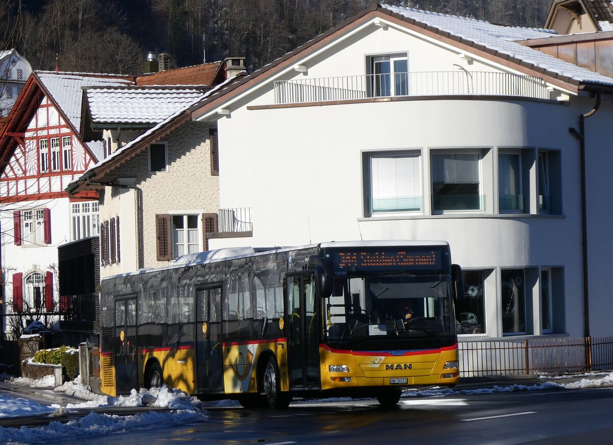 (270'234) - PostAuto Zentralschweiz - Nr. 511/OW 16'211/PID 10'290 - MAN (ex Nr. 11; ex Mattli, Wassen) am 25. Dezember 2024 beim Bahnhof Sarnen