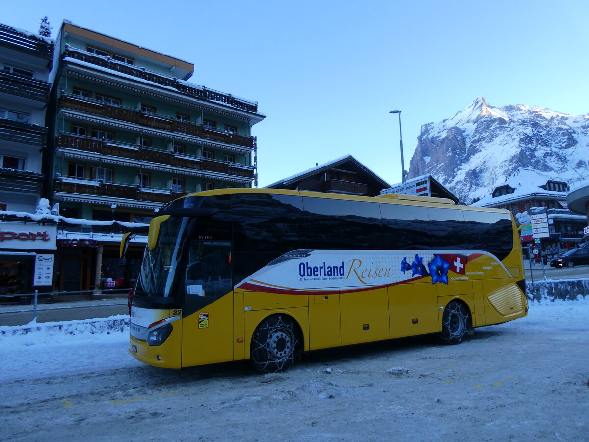 (270'338) - Oberland Reisen, Thun - Nr. 22/BE 92'977 - Setra (ex AVG Grindelwald Nr. 22) am 29. Dezember 2024 beim Bahnhof Grindelwald