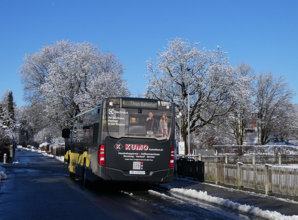 (270'577) - STI Thun - Nr. 403/BE 432'403 - Mercedes am 3. Januar 2025 in Thun-Lerchenfeld, Endhaltestelle