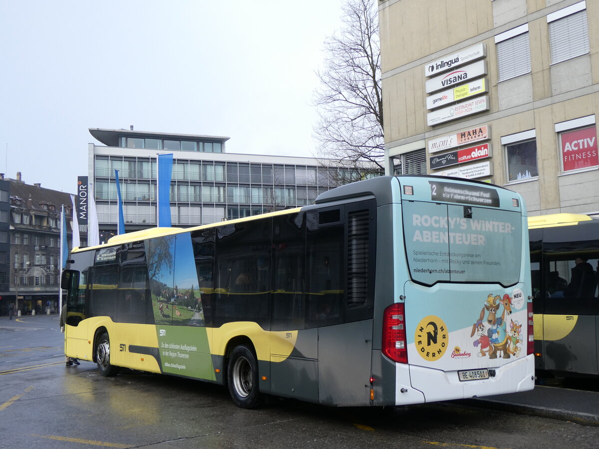 (270'582) - STI Thun - Nr. 501/BE 408'501 - Mercedes am 3. Januar 2025 beim Bahnhof Thun