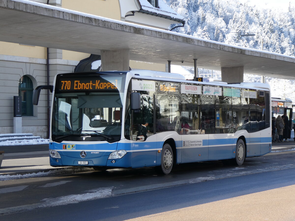 (270'631) - BLWE Wattwil - Nr. 3/SG 557 - Mercedes am 4. Januar 2025 beim Bahnhof Wattwil