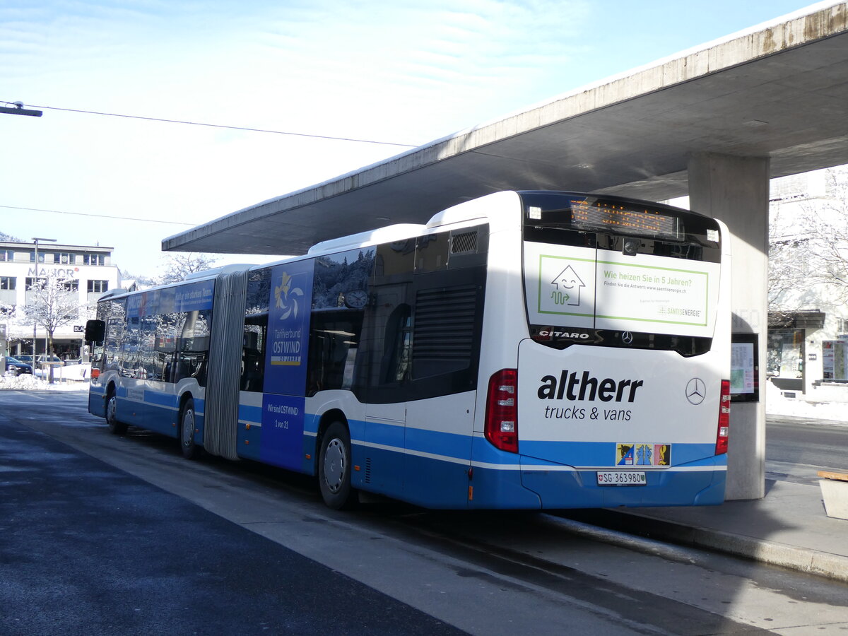 (270'643) - BLWE Wattwil - Nr. 4/SG 363'980 - Mercedes am 4. Januar 2025 beim Bahnhof Wattwil