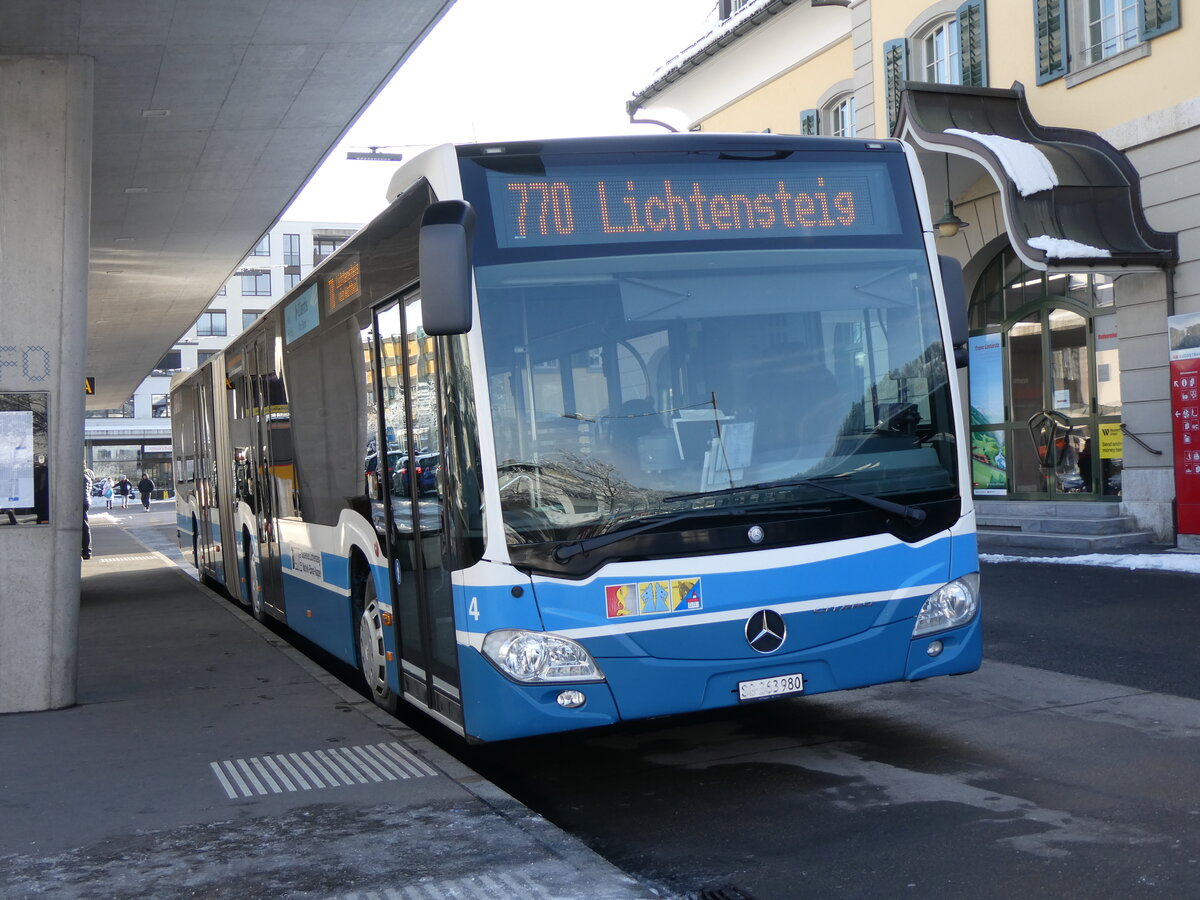 (270'645) - BLWE Wattwil - Nr. 4/SG 363'980 - Mercedes am 4. Januar 2025 beim Bahnhof Wattwil