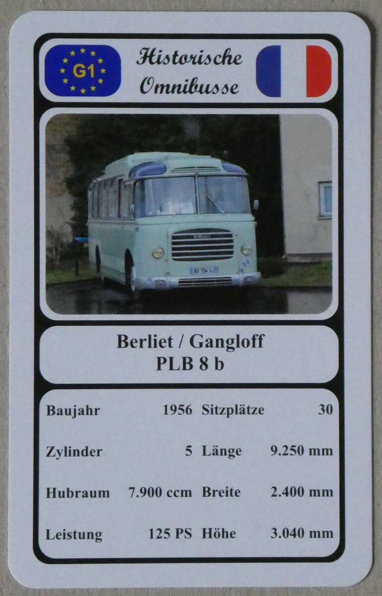 (270'651) - Quartett-Spielkarte mit Berliet / Gangloff PLB 8 b von 1956 am 5. Januar 2025 in Thun