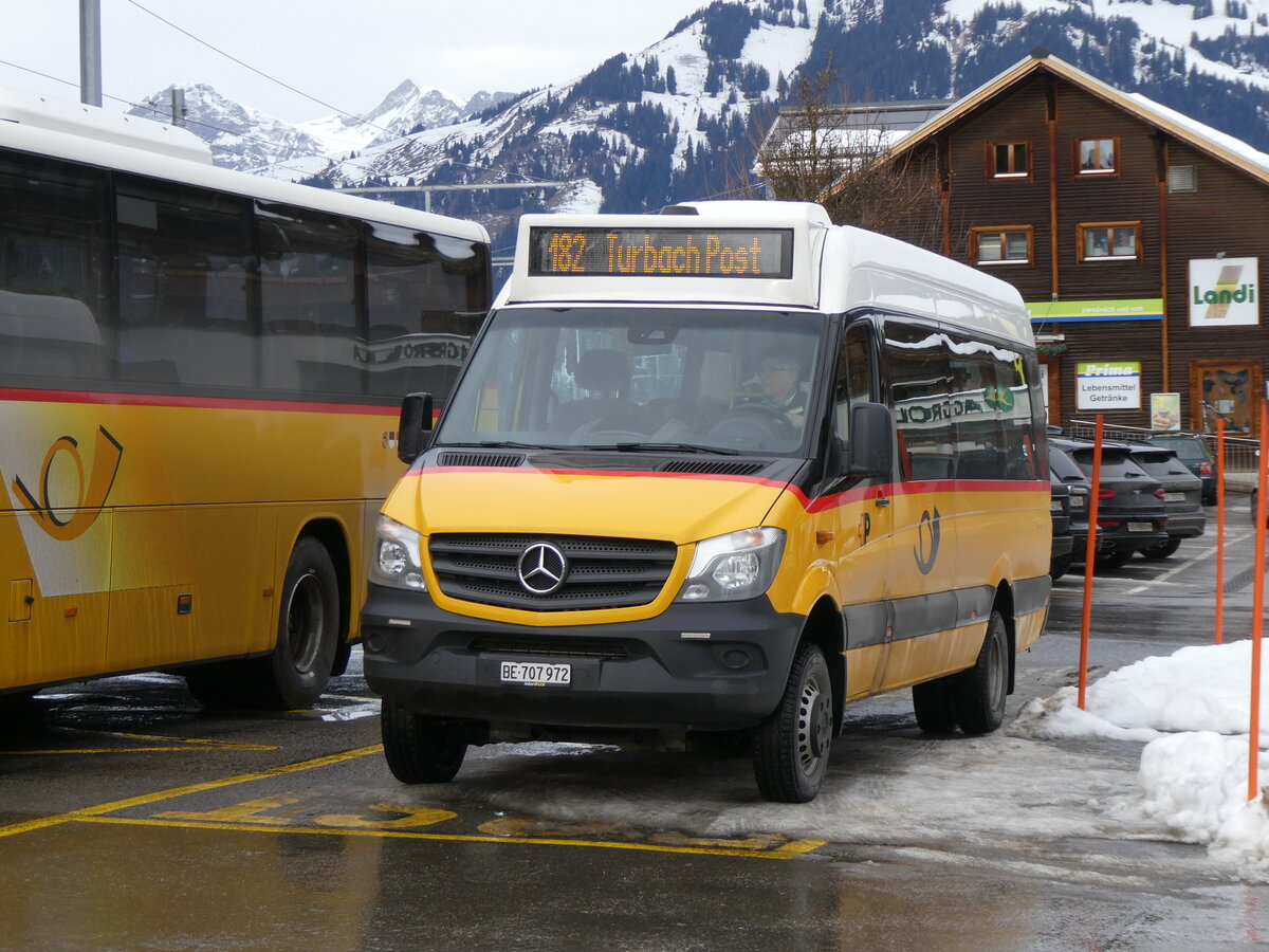 (270'686) - PostAuto Bern - BE 707'972/PID 10'890 - Mercedes (ex Kbli, Gstaad) am 6. Januar 2025 beim Bahnhof Gstaad