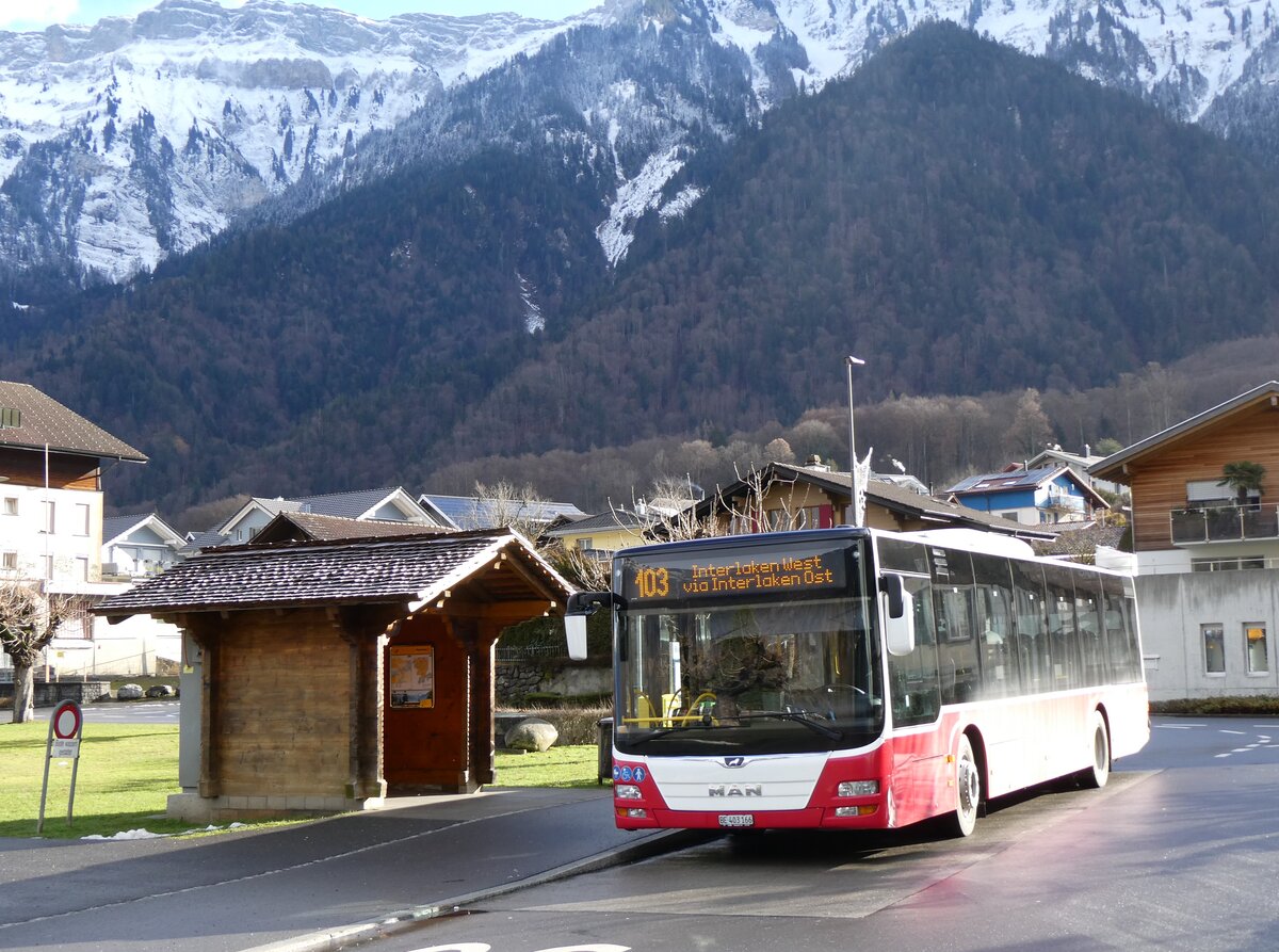 (270'731) - PostAuto Bern - BE 403'166/PID 12'336 - MAN (ex Dr. Richard, A-Wien Nr. 1411) am 7. Januar 2025 in Bnigen, See